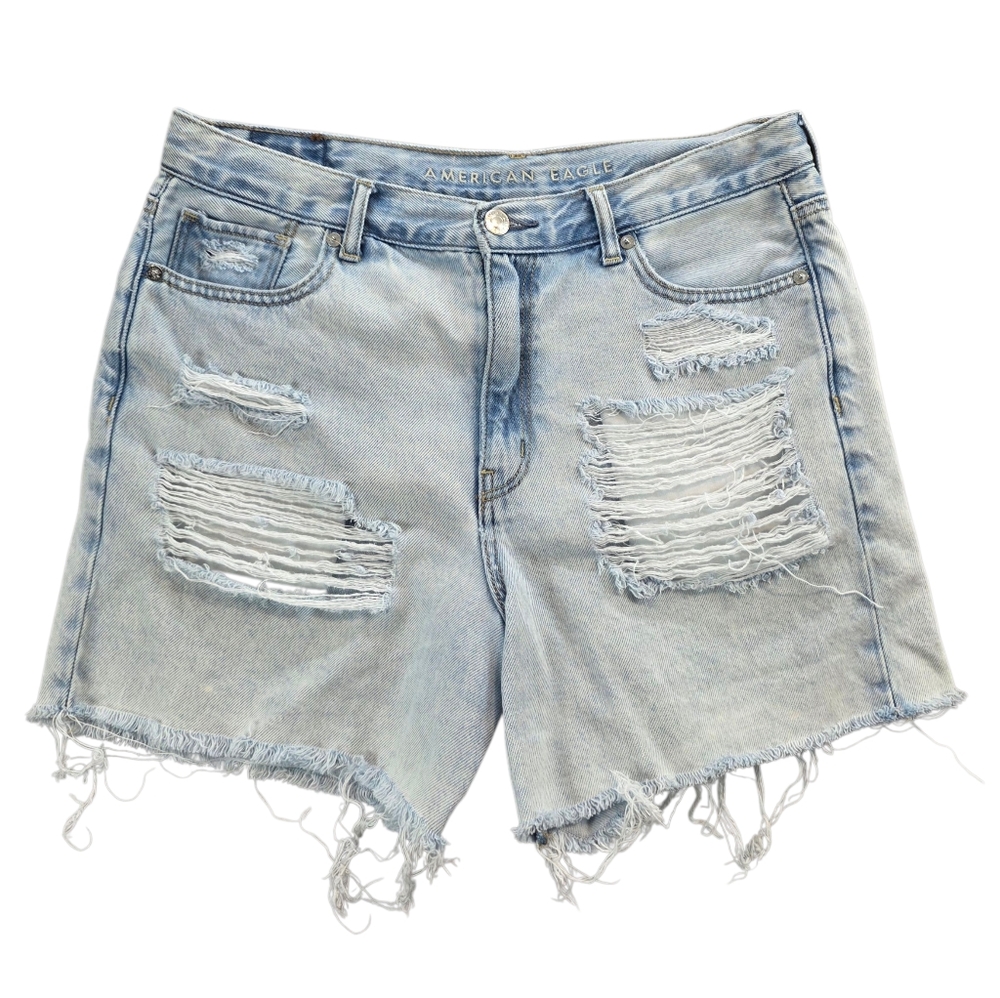 American Eagle Outfitters Light Blue Distressed Jean Shorts